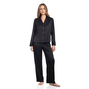Petite Lilac+London Long Sleeve Notch Collar Pajama Top & Pajama Bottoms Set