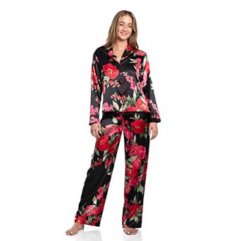 Petite Lilac+London Long Sleeve Notch Collar Pajama Top & Pajama Bottoms Set