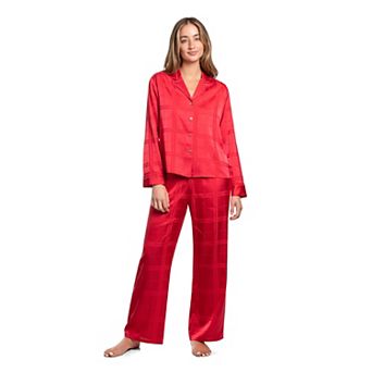 Petite Lilac+London Long Sleeve Notch Collar Pajama Top & Pajama Bottoms Set