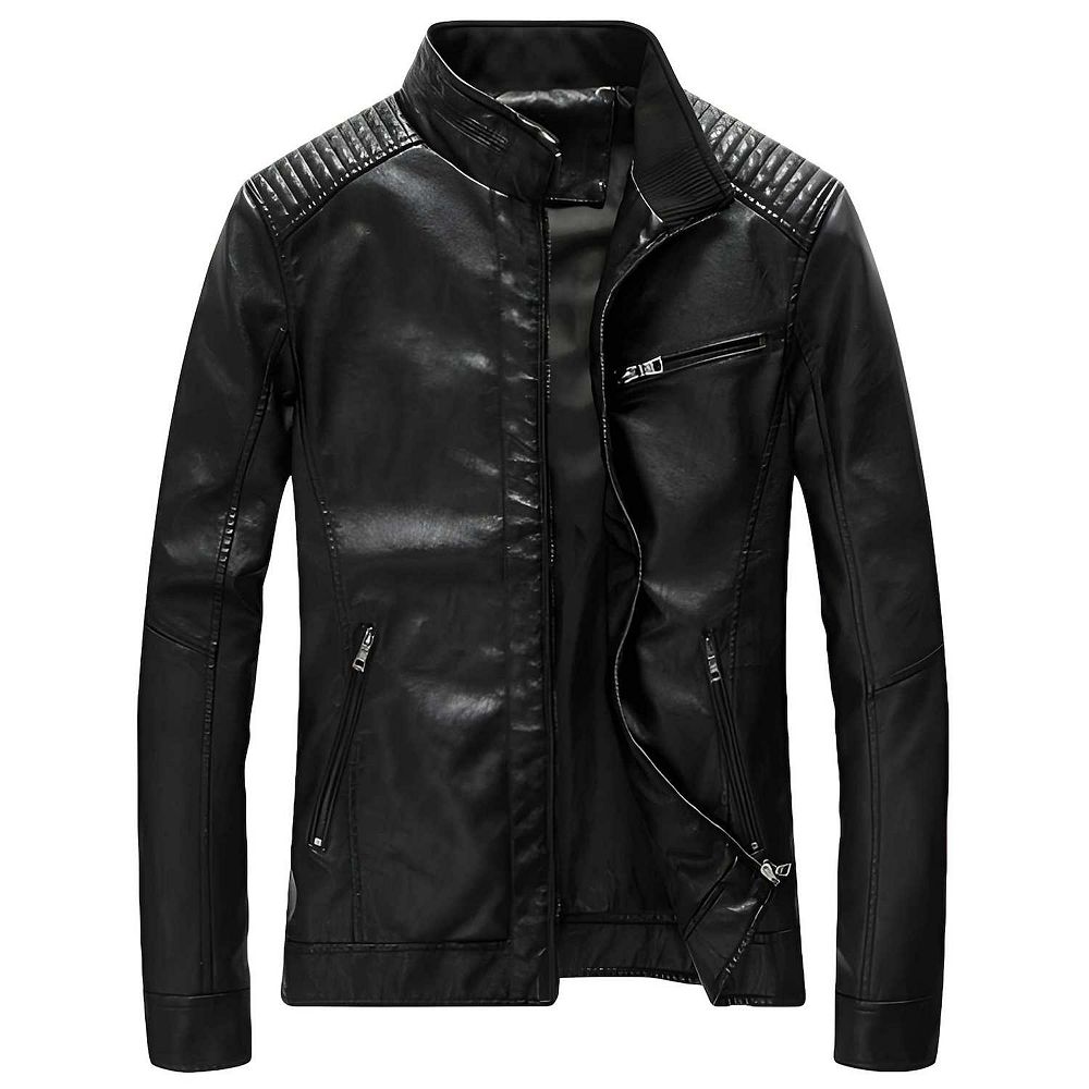 Men's Casual Zip-Up Faux Leather Jacket