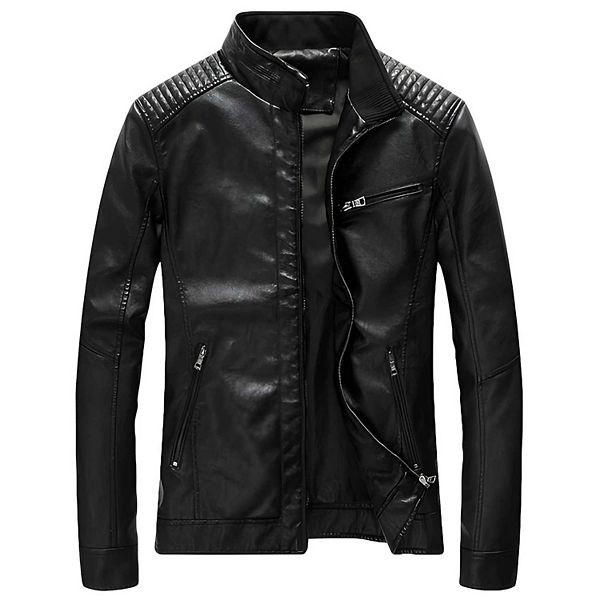 Men's Casual Zip-Up Faux Leather Jacket