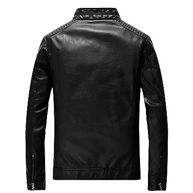 Men’s Casual Zip-Up Faux Leather Jacket