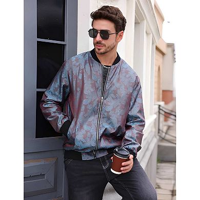 Men’s Casual Zip-Up Bomber Jacket with Long Sleeves