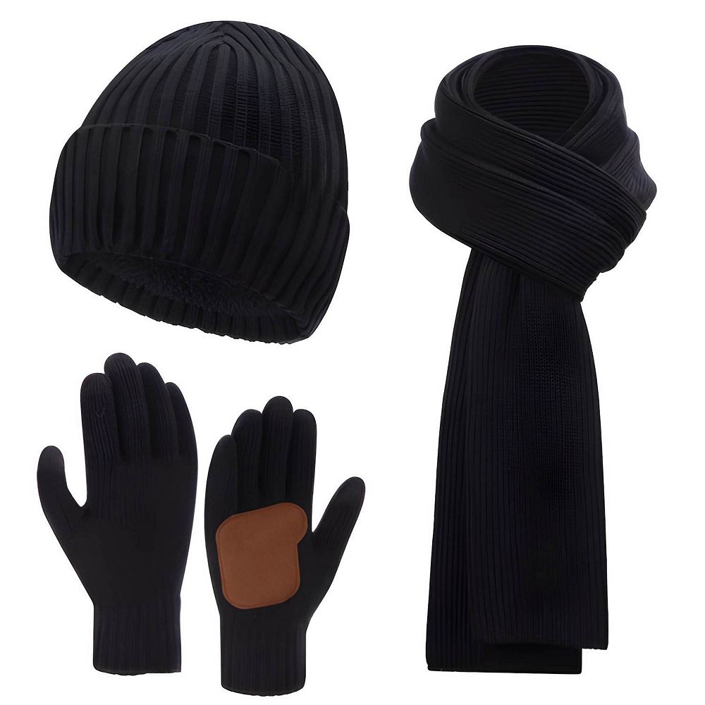 Unisex Winter Beanie Scarf Gloves Set Acrylic Long Neck Warm Accessories Winter Hat Scarf Gloves Set for Men and Women Acrylic Solid  main image 4