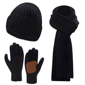 Warm Knit Beanie, Neck Scarf & Touchscreen Gloves Set