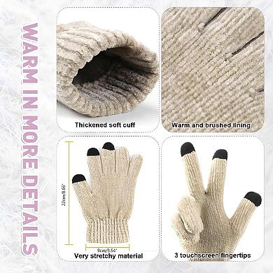 Warm Knit Hat, Long Scarf & Touchscreen Gloves Set for Women