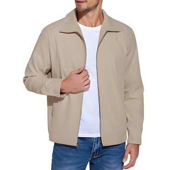 Mens Lightweight Zip Up Jacket Casual Work Office Cotton Twill Coat