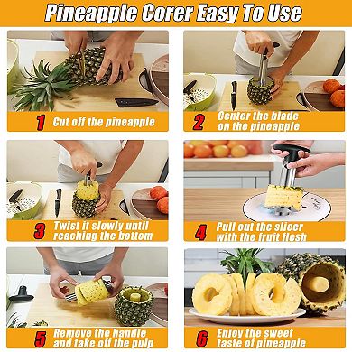 Pineapple & Apple Corer Slicer Set, Stainless Steel Fruit Cutter Tool for Kitchen