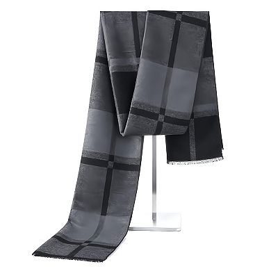 Men’s Classic Winter Scarf with Plaid Design and Tassels