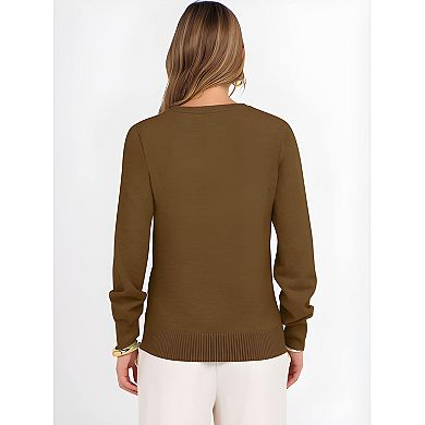 Women Long Sleeve V Neck Soft Casual Loose Fit Pullover Sweater