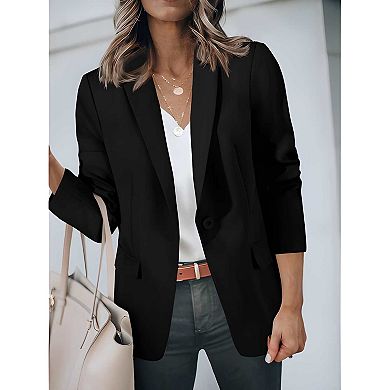 Women's Long Sleeve Open Front Work Blazer Coat
