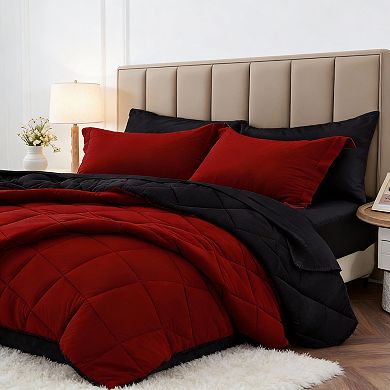 KINTEN 7pc Reversible Comforter Set Cloud-Soft All-Season Bedding 88"x88"