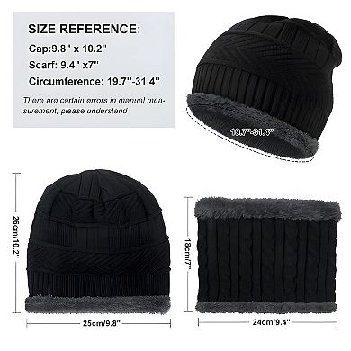 Thick Winter Beanie, Scarf & Gloves Set, Warm Knit Neck Warmer