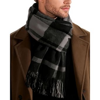 Long Plaid Tassel Scarf for Men