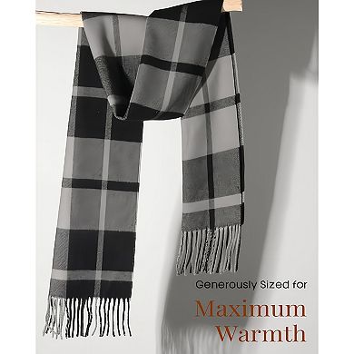 Long Plaid Tassel Scarf for Men
