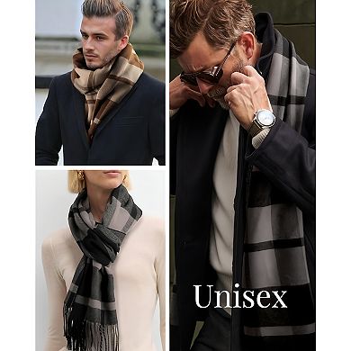 Long Plaid Tassel Scarf for Men