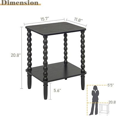 2-Tier Side Table with Storage Shelf