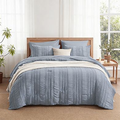 DIACHO Blue Queen Tufted Ruffle Comforter Set Shabby Chic Boho 7pc Bed Bag