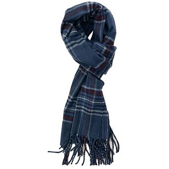 Plaid and Solid Cashmere Feel Scarf