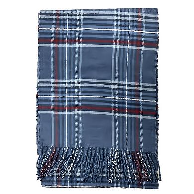 Plaid and Solid Cashmere Feel Scarf