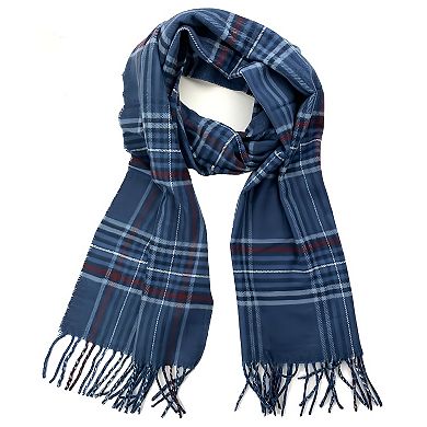 Plaid and Solid Cashmere Feel Scarf