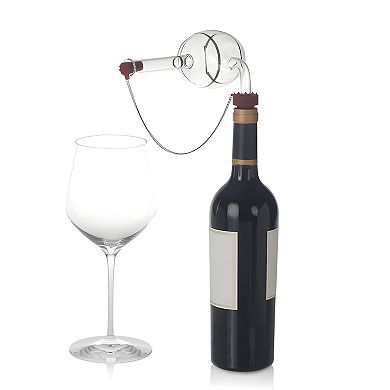 Hand Blown Glass Wine Aerator Pourer with Stand and Bottle Stopper Set