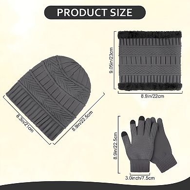 Warm Knit Beanie Hat, Scarf & Gloves Set for Women