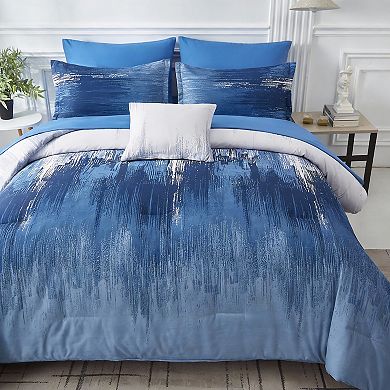 DIACHO Blue King Ombre Reversible Boho 8pc Comforter Set Sheets Pillowcases