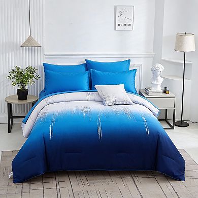 DIACHO Blue King Ombre Reversible Boho 8pc Comforter Set Sheets Pillowcases