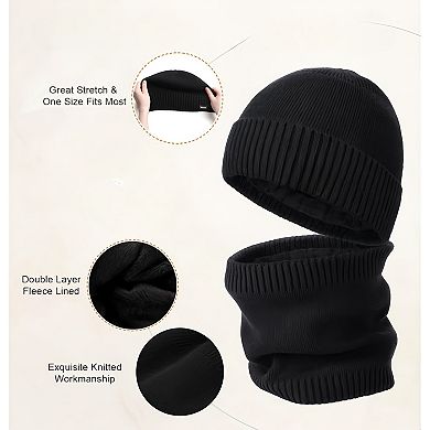 Unisex Fleece Beanie and Scarf Set