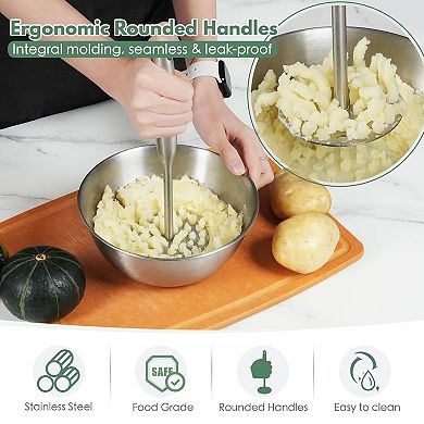 Heavy Duty Stainless Steel Potato Masher for Potatoes, Avocados & Veggies