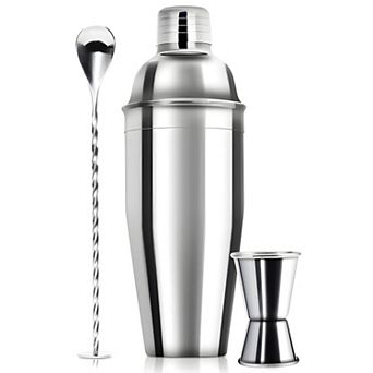 Stainless Steel Cocktail Shaker Set with Strainer Jigger and Mixing Spoon