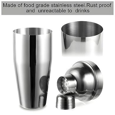 Stainless Steel Cocktail Shaker Set with Strainer Jigger and Mixing Spoon