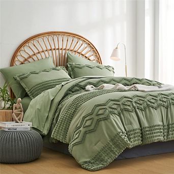 DIACHO Tufted Pom Comforter Set Boho Chic 7 pc Microfiber All-Season