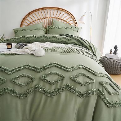 DIACHO Tufted Pom Comforter Set Boho Chic 7pc Microfiber All-Season