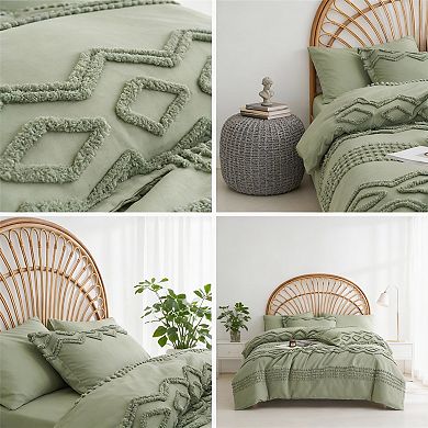 DIACHO Tufted Pom Comforter Set Boho Chic 7pc Microfiber All-Season