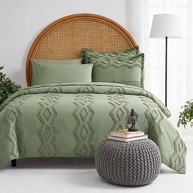 DIACHO Tufted Pom Comforter Set Boho Chic 7pc Microfiber All-Season