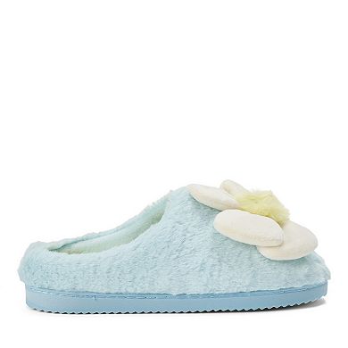 Dearfoams Rosie Women's Furry Clog Slippers With Flower Accent