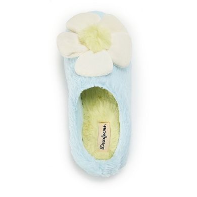 Dearfoams Rosie Women's Furry Clog Slippers With Flower Accent
