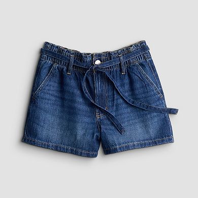 Juniors' SO High Rise Belted Paperbag Waist Shorts