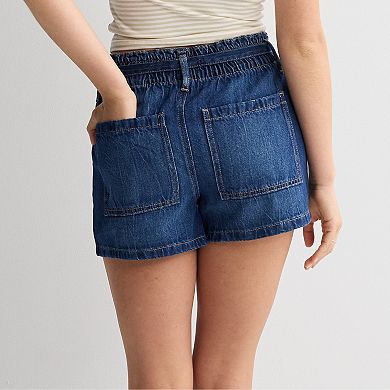 Juniors' SO High Rise Belted Paperbag Waist Shorts