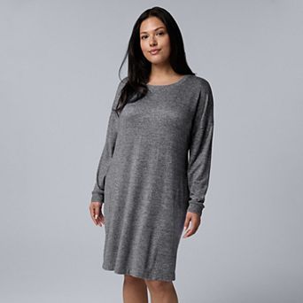Plus Size Simply Vera Vera Wang Long Sleeve Knit Sleepshirt