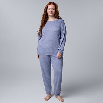 Plus Size Simply Vera Vera Wang Pajama Knit Long Sleeve Top & Pajama Jogger Set