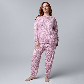 Plus Size Simply Vera Vera Wang Pajama Knit Long Sleeve Top & Pajama Jogger Set