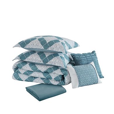 Madison Park Reed Medallion 6-Piece Comforter Set with Coordinating Throw Pillows