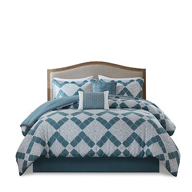 Madison Park Reed Medallion 6-Piece Comforter Set with Coordinating Throw Pillows