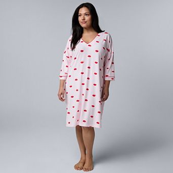 Plus Size Simply Vera Vera Wang Cozy Three-Quarter Sleeve Sleepshirt