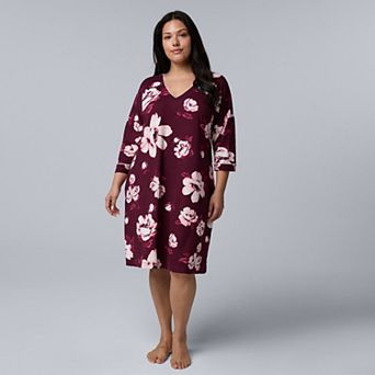 Plus Size Simply Vera Vera Wang Cozy Three-Quarter Sleeve Sleepshirt