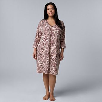 Plus Size Simply Vera Vera Wang Cozy Three-Quarter Sleeve Sleepshirt