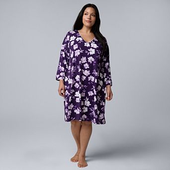 Plus Size Simply Vera Vera Wang Cozy Three-Quarter Sleeve Sleepshirt